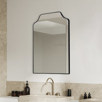 Lindie 24 in. W x 36 in. H Medium Scalloped-Top Metal Framed Wall Mounted Mirror - JONATHAN Y
